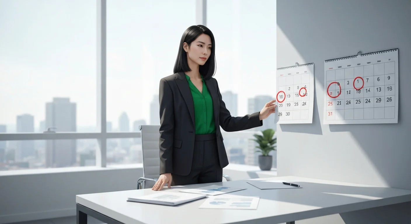 Kalender mit markierten Wochen für die Bearbeitung eines Bildungsgutscheins