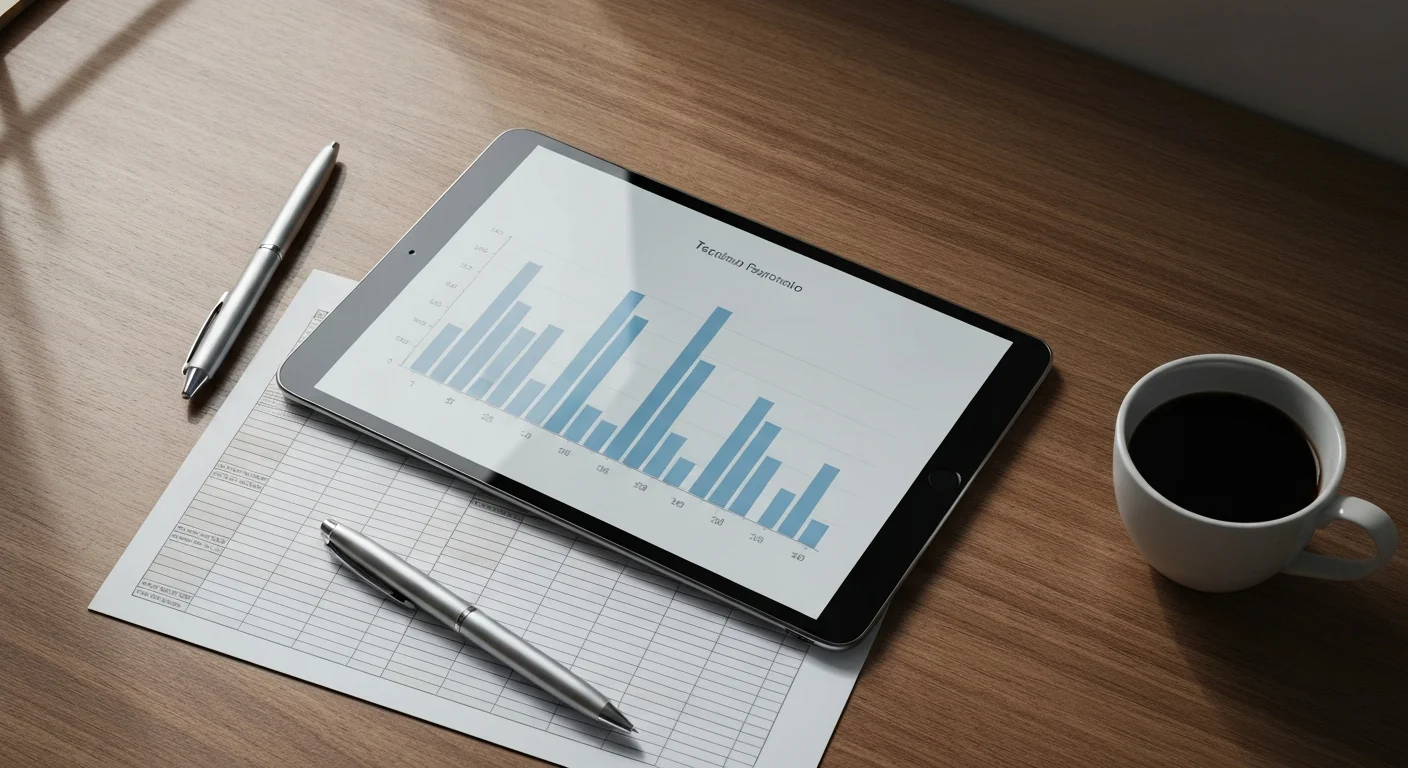 Tabellarische Übersicht der QCG-Förderquoten auf Tablet und Schreibtisch