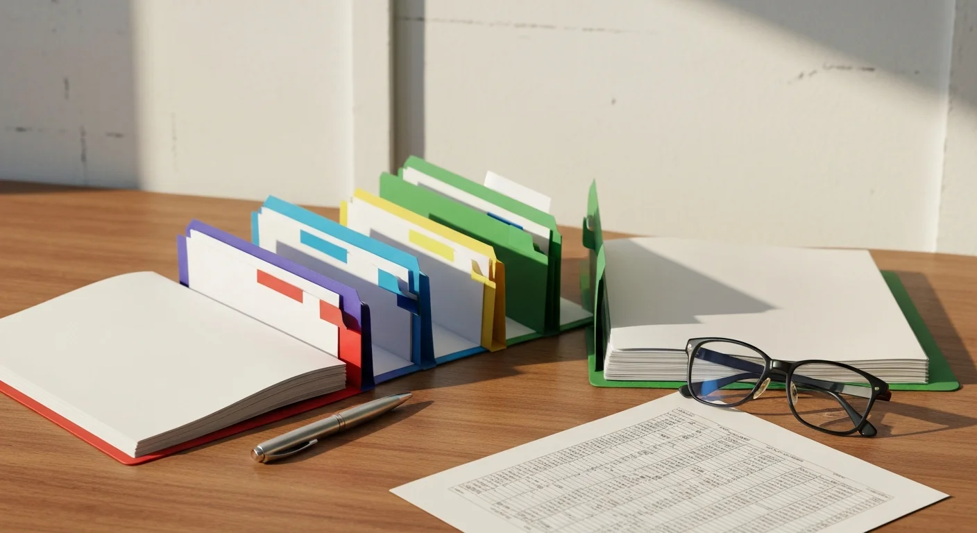 Förderübersicht mit mehreren Quellen auf einem Schreibtisch zur Kombinationsprüfung